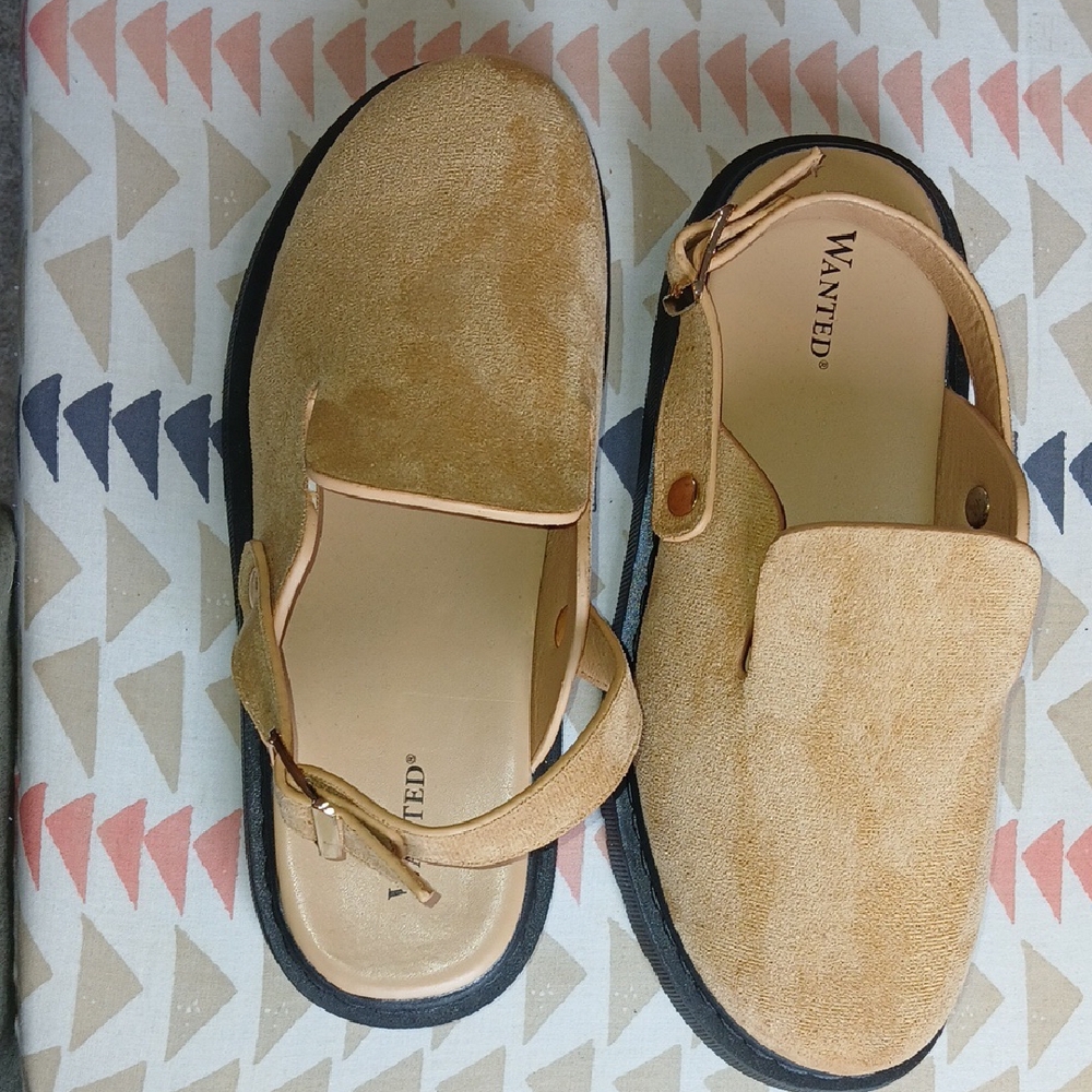 Wanted Tan Suede Slip-On Mules